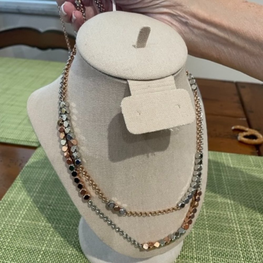 Tory Burch Double Strand 2 tone Necklace